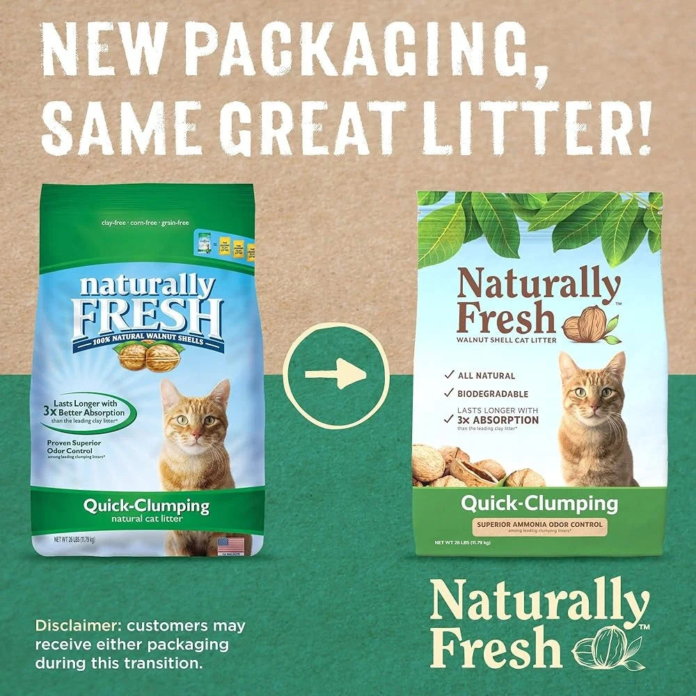 Walnut Shell Cat Litter – 26lb Unscented Natural Litter, Super Absorbent, Low-Tracking, Easy Scooping, Eco-Friendly Formula