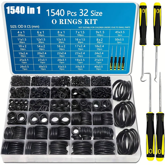 1 540-Piece O-Ring Assortment Kit – Metric Nitrile Rubber Sealing Rings with 4 Pick Tools for Automotive, Plumbing & Pressure Washer Repair