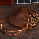 Mini Leather Drawstring Coin Purse – Unisex Coin Organizer & Change Holder Pouch for Men & Women