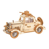 Robotime 3 Kinds DIY 3D Transportation Wooden Model Building Kits – Vintage Car, Tramcar & Carriage Kit (Gift for Children & Adults)