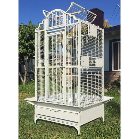 Large Stylish Dome-Top Bird Cage – Durable Wrought Iron Parrot & Finch Cage with Stand for Macaws, Cockatoos & Medium Birds