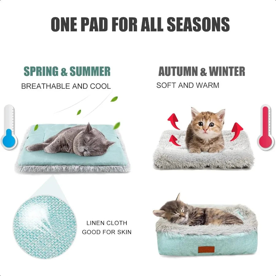 Self-Warming Foldable Cat Bed – 24×20in Thermal Heated Mat with Removable Cover, Extra Warm Cushion Pad for Cats & Small Pets