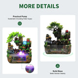 LED Tabletop Rockery Waterfall Fountain – Feng Shui Indoor Desktop Feature with Atomizer & LED Lights