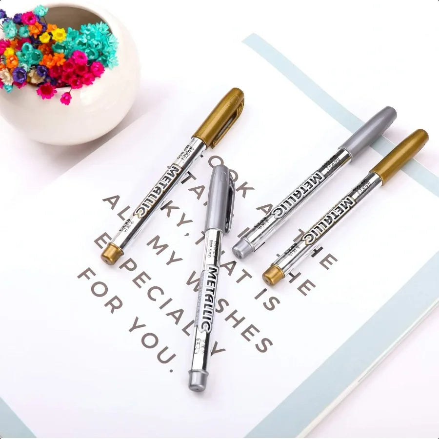 Metallic Markers – Gold & Silver Paint Pens for Black Paper, Rock, Glass & Craft Projects ✨