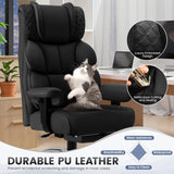 🪑 Big & Tall Reclining PU Leather Office Chair – Ergonomic High-Back with Lumbar Support & Footrest, Black