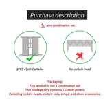 American Combination Color Thickened Flanged Cloth Floor-Length Curtains – 2 Panel Set