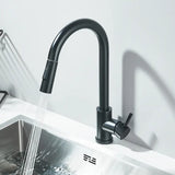 1- Product Title: Matte Black Pull-Out Kitchen Faucet – Deck Mounted Mixer Tap with Stream & Shower Modes