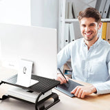 2-Tier Metal Monitor Stand Riser – Desktop Shelf with Vented Design for Computer, Laptop & Desk Organization