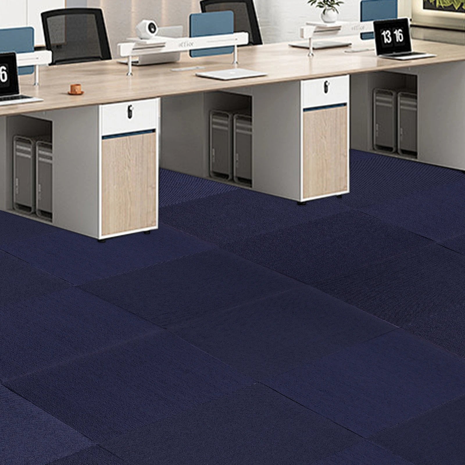 Dark Blue 24x24 Commercial Carpet Tiles – 15PCS Peel & Stick Floor Squares for Home & Office Use
