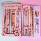 8-in-1 Capybara Stationery Set – Cartoon Animal Pencil, Ruler, Eraser & Sharpener for Kids