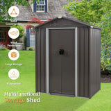 5 × 3 × 6 FT Metal Outdoor Storage Shed – Waterproof Garden Tool Shed with Side Window & Lockable Door