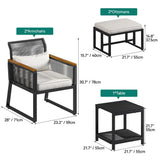5-Piece Rattan Wicker Outdoor Bistro Set – Conversation Chairs with Footrest & Table