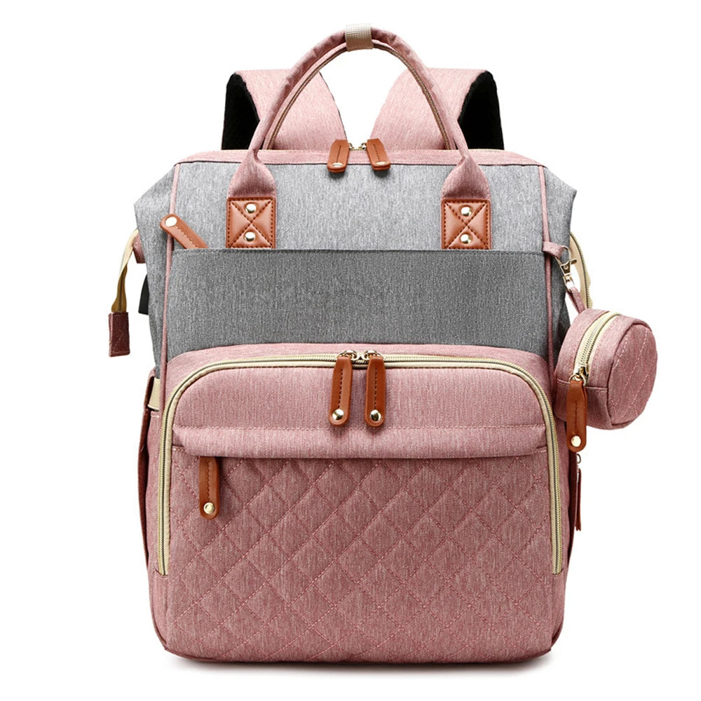 Portable Foldable Baby Travel Bed Backpack – Large Capacity Mommy Bag with Infant Carrier & Diaper Organizer