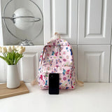 Butterfly Print Nylon School Backpack – Large Capacity Floral Student Book Bag for Daily & Outdoor Use