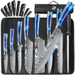 8‑Piece Damascus Stainless Steel Knife Set with Bag – Utility, Boning, Chef & Santoku Knives, Nylon Case Included 🔪