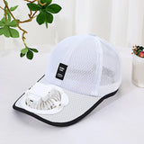 Summer Fan Hat – Mesh Baseball Cap with Embroidered Letter & Built-In Cooling Fan for Men & Women