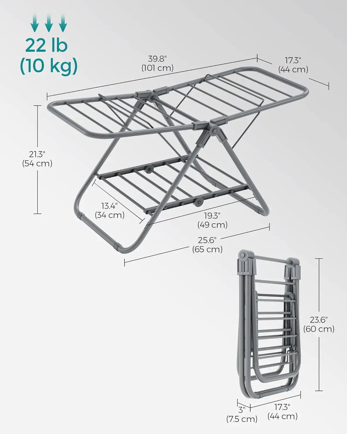 Foldable 2-Level Laundry Drying Rack – Space-Saving Clothes & Towel Drying Stand for Small Spaces