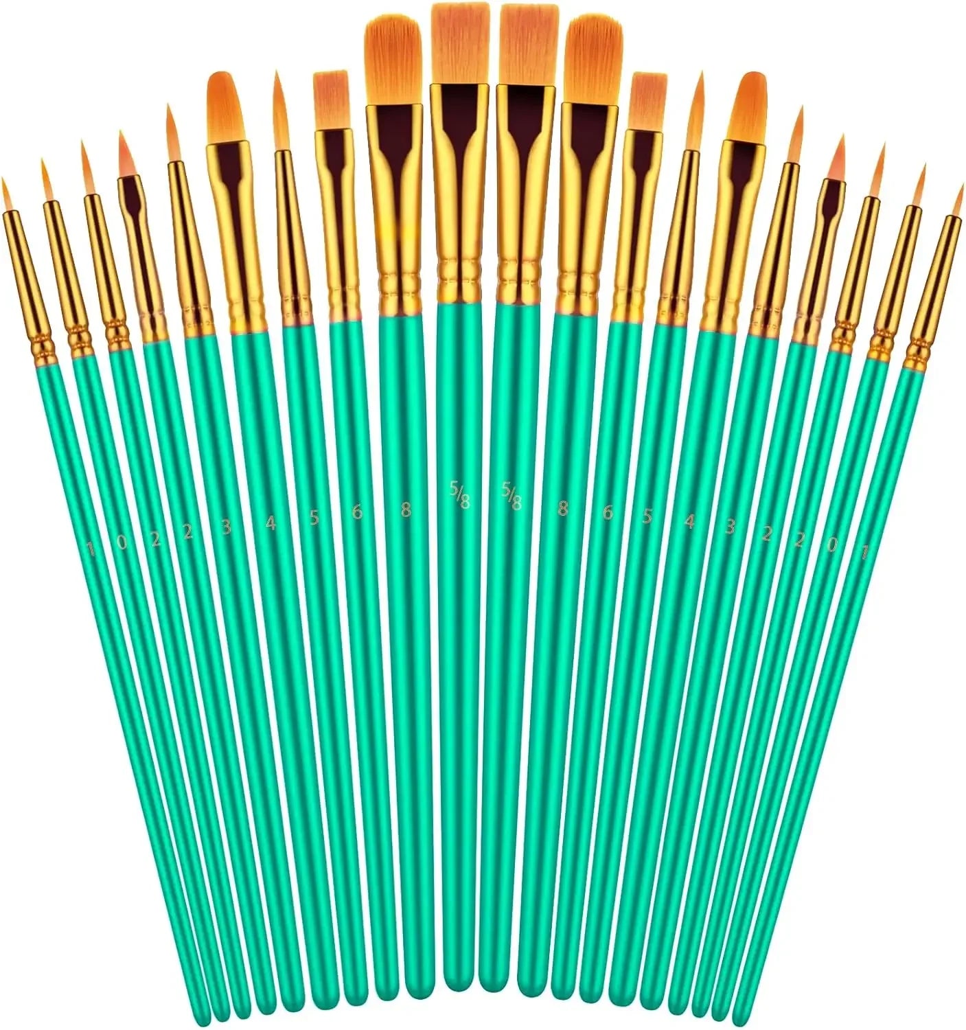Artist Paint Brushes Set – 20 Brushes for Oil, Watercolor & Acrylic Painting on Canvas, Rock & Face (Blue)