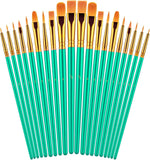 Artist Paint Brushes Set – 20 Brushes for Oil, Watercolor & Acrylic Painting on Canvas, Rock & Face (Blue)