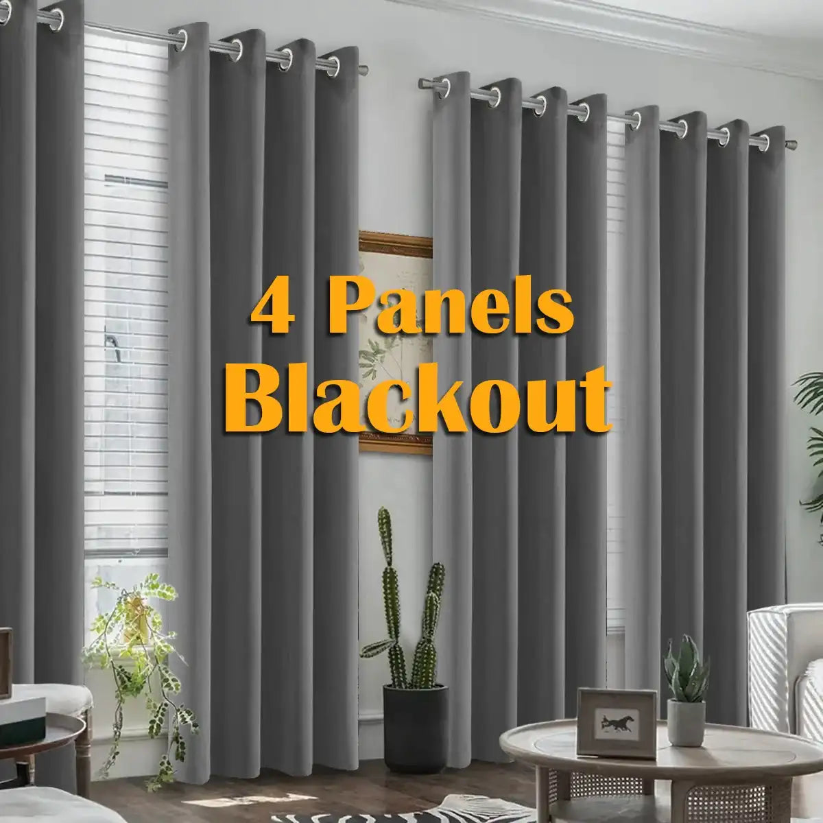 4PCS Blackout Curtains – Thermal Insulated Noise Reduction Grommet Panels for Bedroom & Living Room