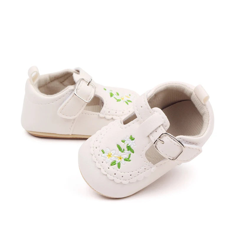 Cute Baby Girls’ Bowknot Mary Jane Shoes – PU Leather First Walker Flats with Non-Slip Sole for Toddler Princesses