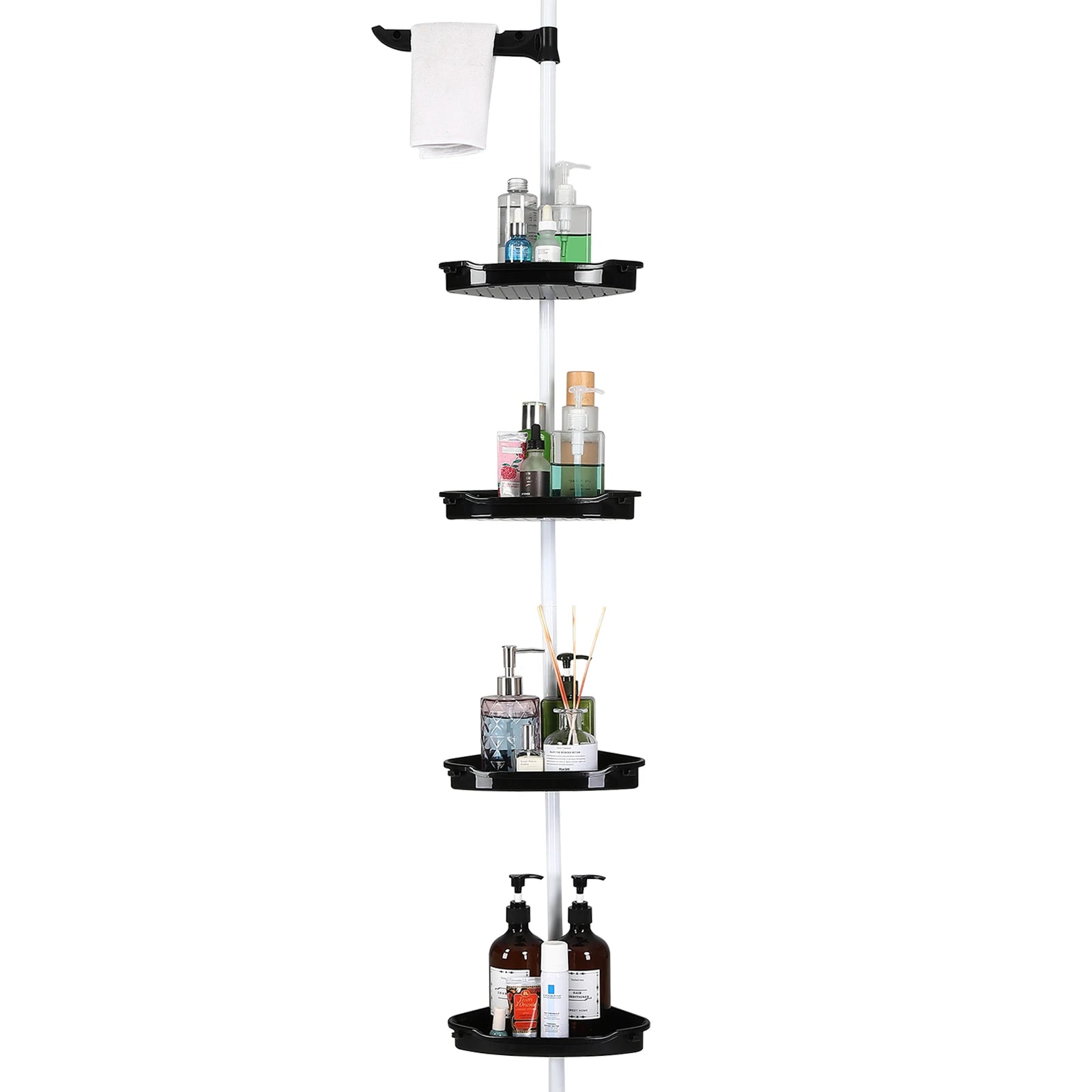 4-Layer Telescopic Corner Storage Rack – Adjustable Height Bathroom Shower Organizer