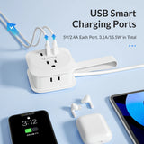 Orico Travel Power Strip – US Plug Extension Socket with 2 USB Ports & Type-C Fast Charge, Compact Multi-Outlet Adapter for Office & Travel