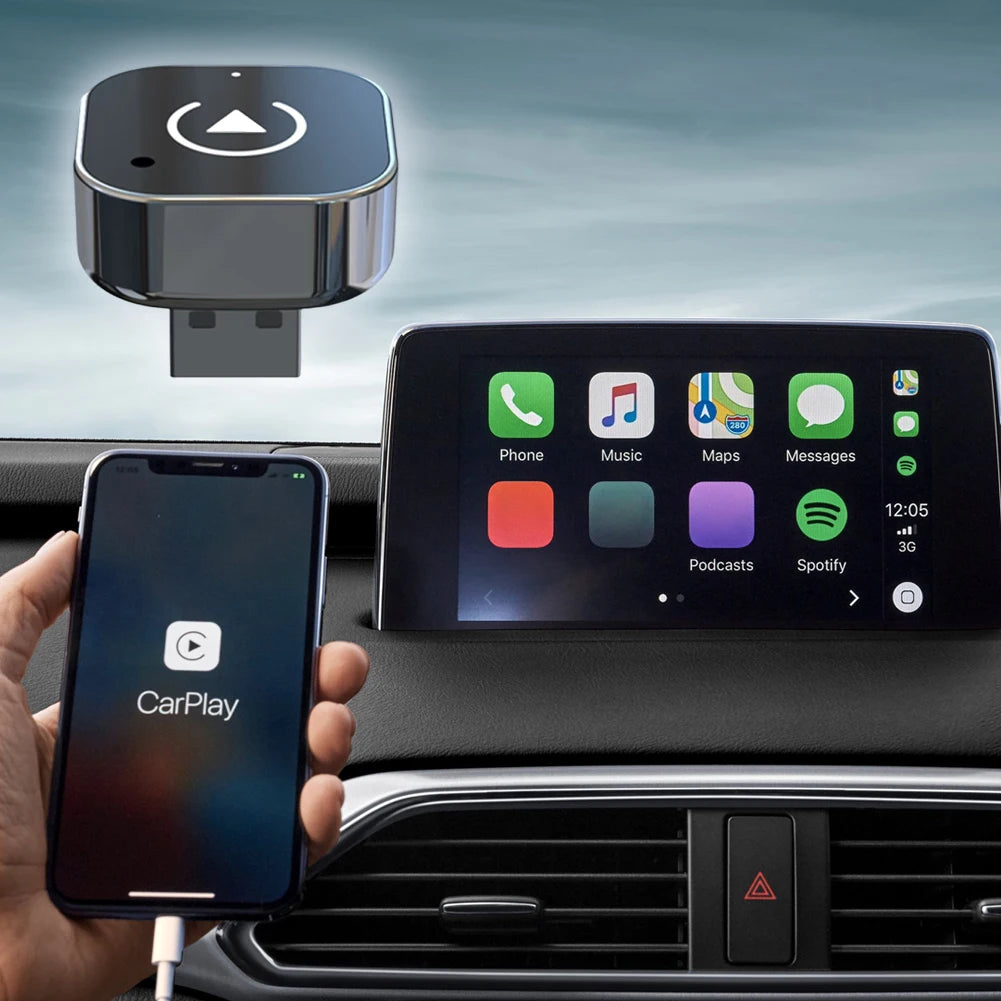 2-in-1 Wireless CarPlay & Android Auto Adapter – Smart USB Dongle with Auto-Connect Plug & Play for Factory Wired Cars