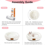 20in Cream Round Cat & Dog Bed – Washable Plush Sleeping Sofa with Nonslip Bottom, Breathable & Soft Cushion for Pets
