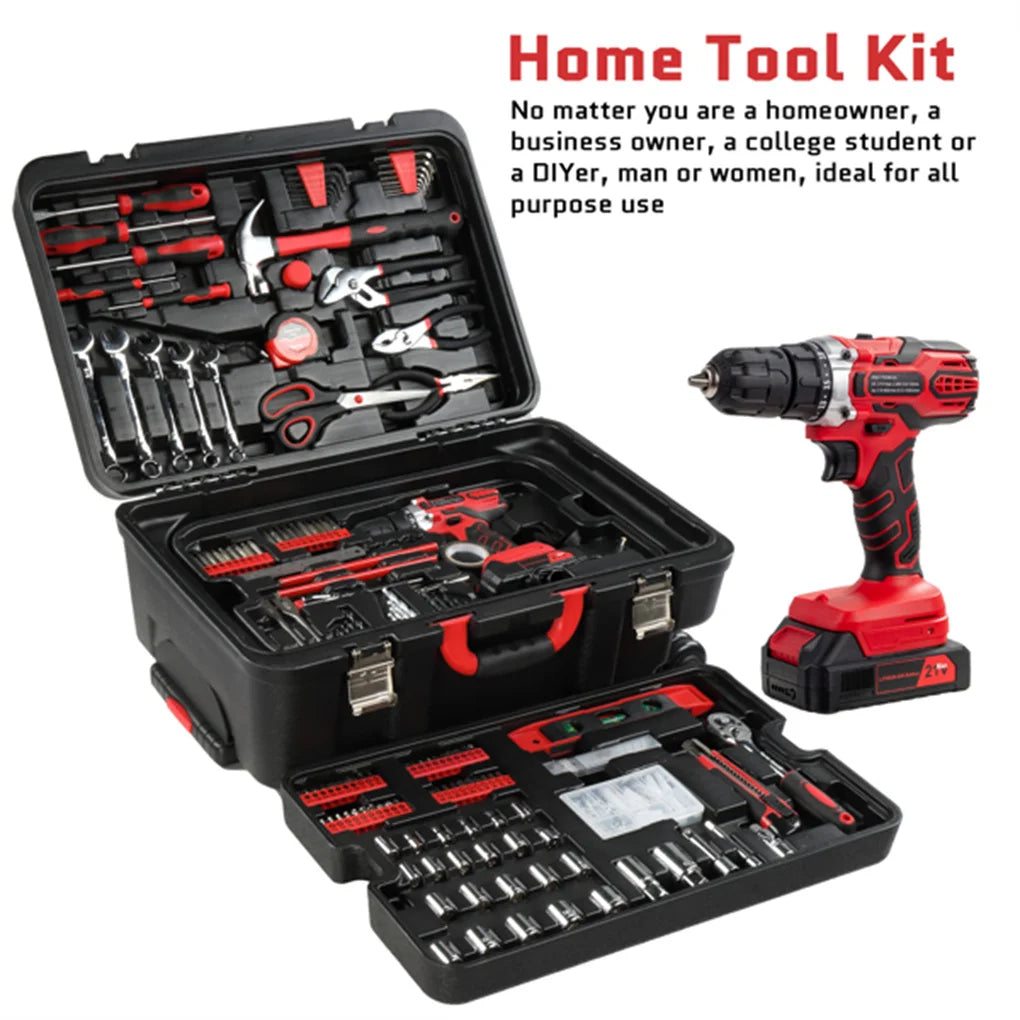 “599-Piece Home Tool Set Kit – Rolling Tool Box with 21V Max Cordless Drill & Mechanic Tools for Auto Repair & DIY”