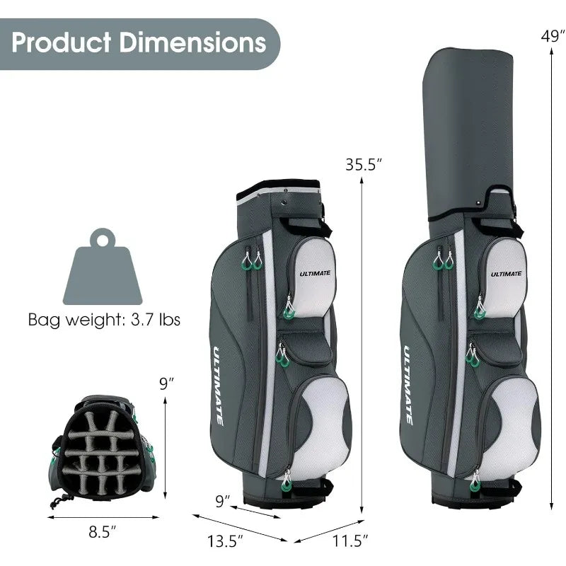 Tangkula lightweight golf cart bag – 14-way top dividers with cooler pocket, 7 zippered compartments & shoulder strap