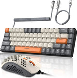 T8 Wired 65% Mechanical Gaming Keyboard & Mouse Combo – RGB Backlit TKL 68-Key Anti-Ghosting Keyboard with Coiled Cable & Tactile Switches