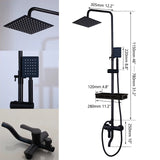 Zappo Matte Black 3-Way Wall-Mounted Rainfall Shower System – Shelf & Bathtub Mixer Included