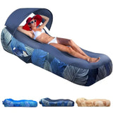 GEERTOP Portable Inflatable Canopy Air Lounger – Waterproof Air Sofa with Sun-Shade Cover for Camping, Beach, Backyard