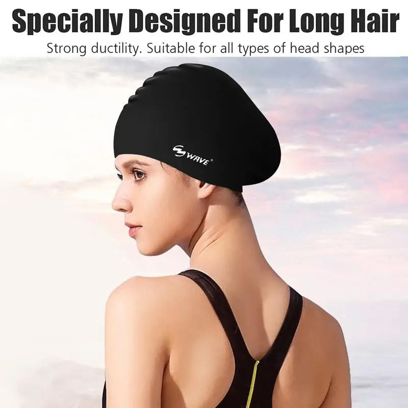 Elastic Silicone Swimming Cap – Waterproof Swim Hat for Men & Women, Protects Ears & Long Hair