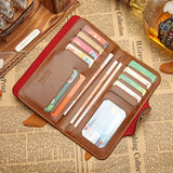Men’s Retro PU Leather Long Wallet – Bifold Checkbook Holder, ID Card Case & Money Clutch Purse