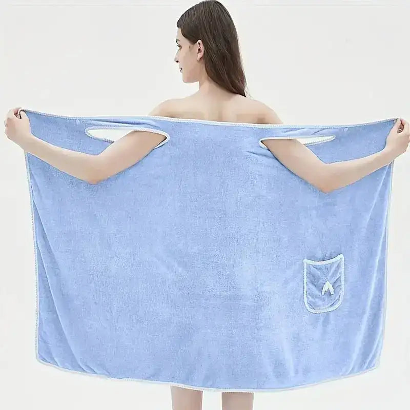 “Wearable Bath Towel with Bowknot – Coral Velvet Bath Skirt for Adults, Quick-Drying & Soft Absorbent Wrap”