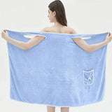 “Wearable Bath Towel with Bowknot – Coral Velvet Bath Skirt for Adults, Quick-Drying & Soft Absorbent Wrap”
