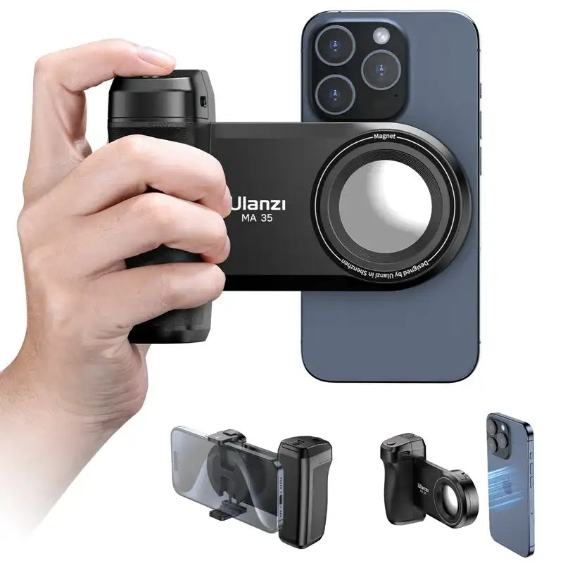 Ulanzi MA35 MagSafe Bluetooth Smartphone Camera Grip – Magnetic & Clamp Handle with Remote Shutter