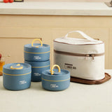 Leakproof Thermal Round Lunch Box with Folding Handle – Stainless Steel Insulated Food Jar