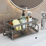 Multi-Functional Kitchen Sink Caddy Organizer – 9.1″ Wide Sponge & Dishcloth Drain Rack
