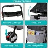 Pet Stroller with Detachable Carrier – Folding Travel Cart for Small Dogs & Cats, 360° Swivel Front Wheels