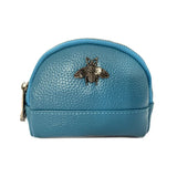 Cute Bee Decor Women’s Leather Coin Purse – Small 2-Zipper Wallet with Keychain Ring