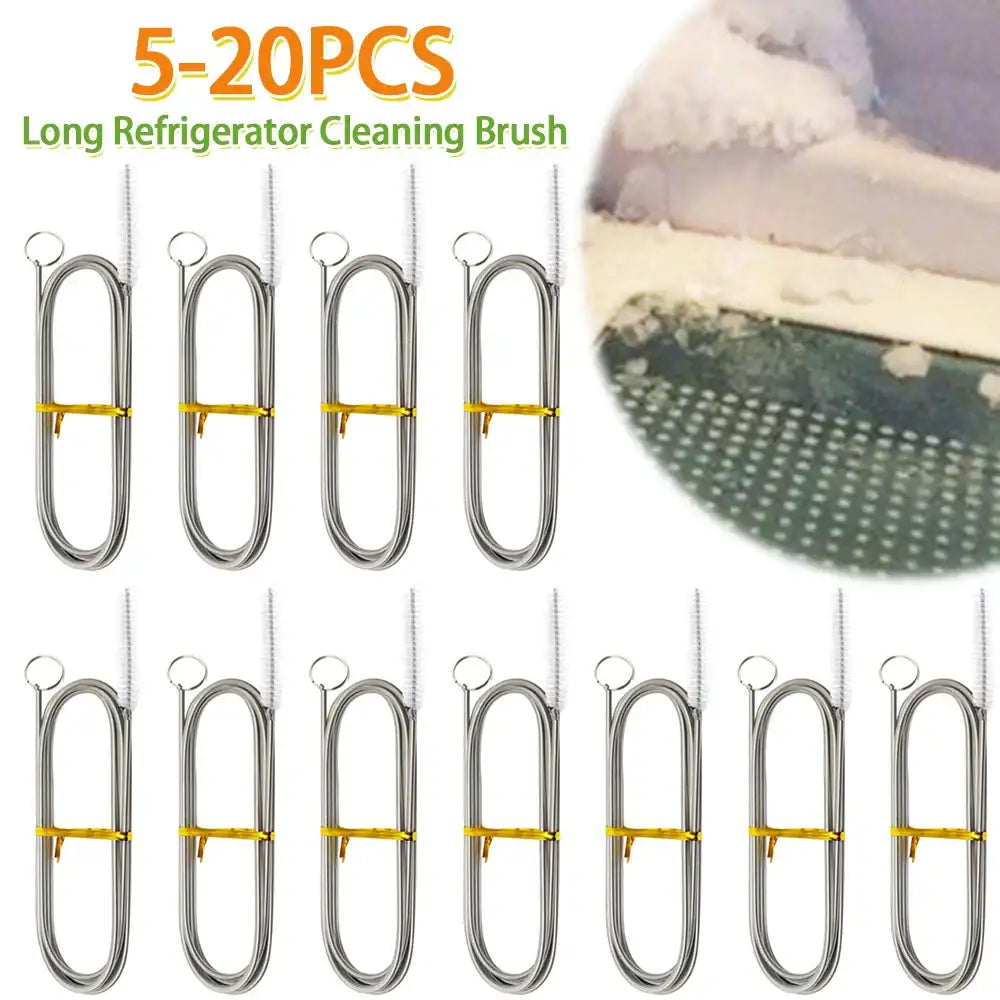 Flexible Stainless-Steel Pipe & Tube Cleaner Brush Set – Reusable Nylon Bristles for Drains, Refrigerator Lines & More 🧼