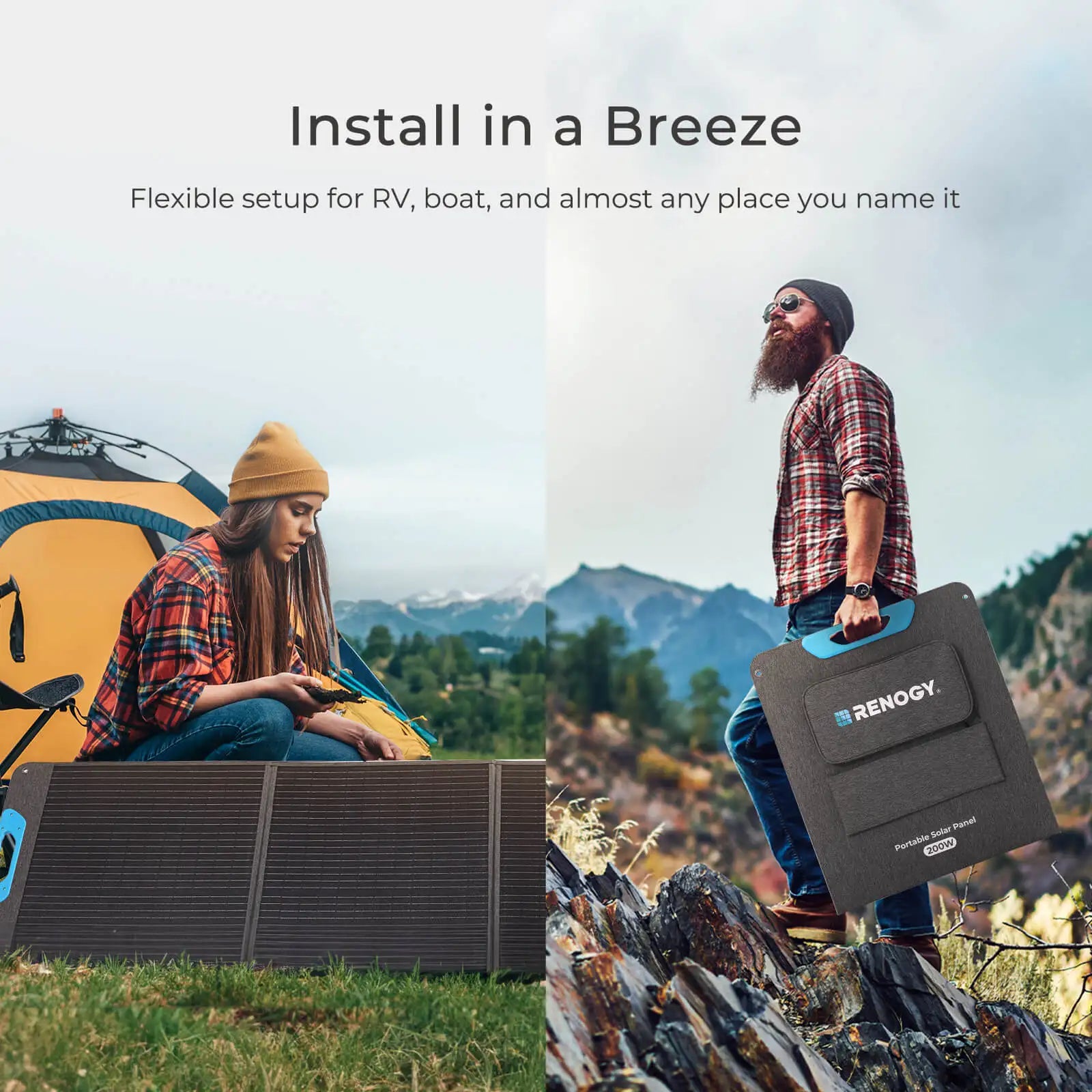 Renogy 200W Portable Solar Panel – Foldable IP65 Waterproof Solar Charger | Power Backup Solution for Power Stations, RV, Camping & Off-Grid Use