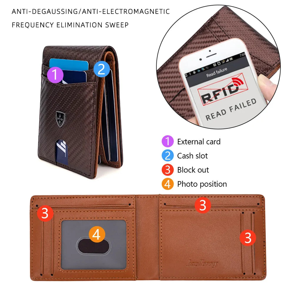 Slim RFID Leather Wallet for Men – Minimalist Bifold with Money Clip & Front Pocket Card Holder for Urban Professionals