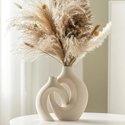 Hollow Ceramic Vase – Nordic Modern Bohemian Decorative Aesthetic Vase for Stylish Home Décor