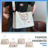 Women’s Multi-Pocket Corduroy Tote Bag – Casual Solid Color Handbag with Top Handle & Adjustable Strap for Work & Daily Use