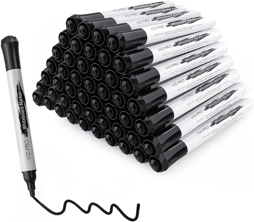 Dry Erase Markers – 50 Bulk Pack Fine Bullet Tip Low-Odor Black Whiteboard Pens 🖊️