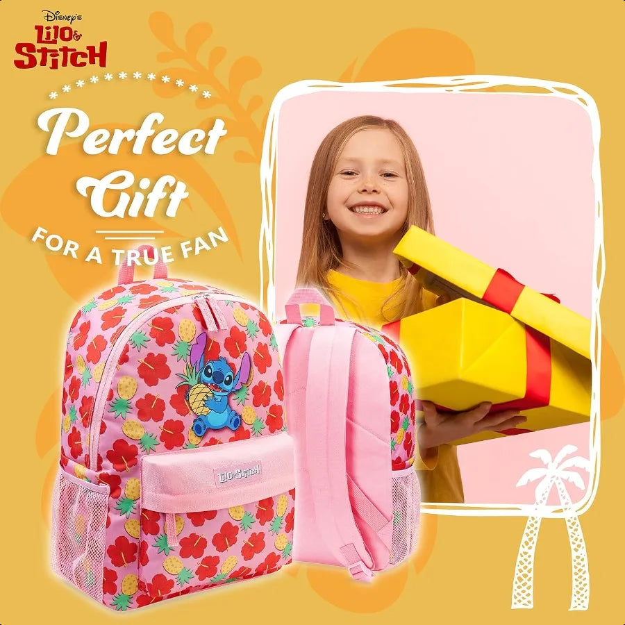 Stitch Backpack for Girls & Teens – Pink-Red School Book Bag with Cute Design